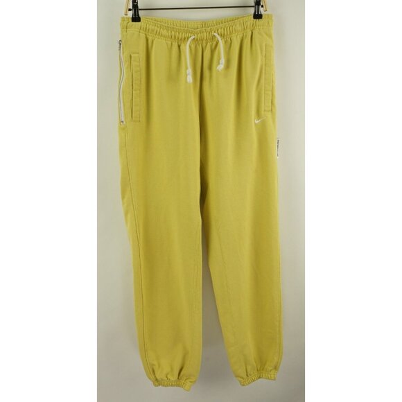 Nike Standard Issue Basketball Pants Men's Large x 30" Yellow Terry Dri Jogger - Picture 1 of 8